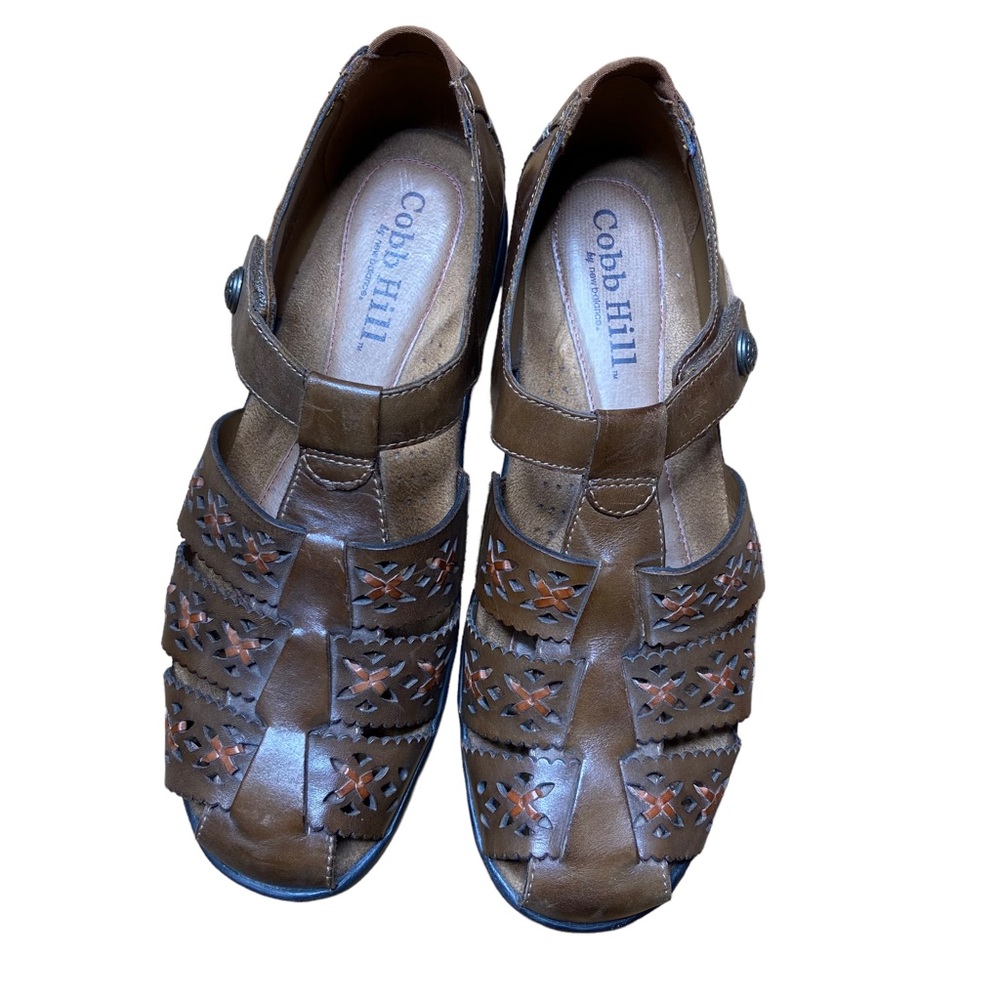 Cobb Hill by New Balance Brown Leather Cutout Sandals